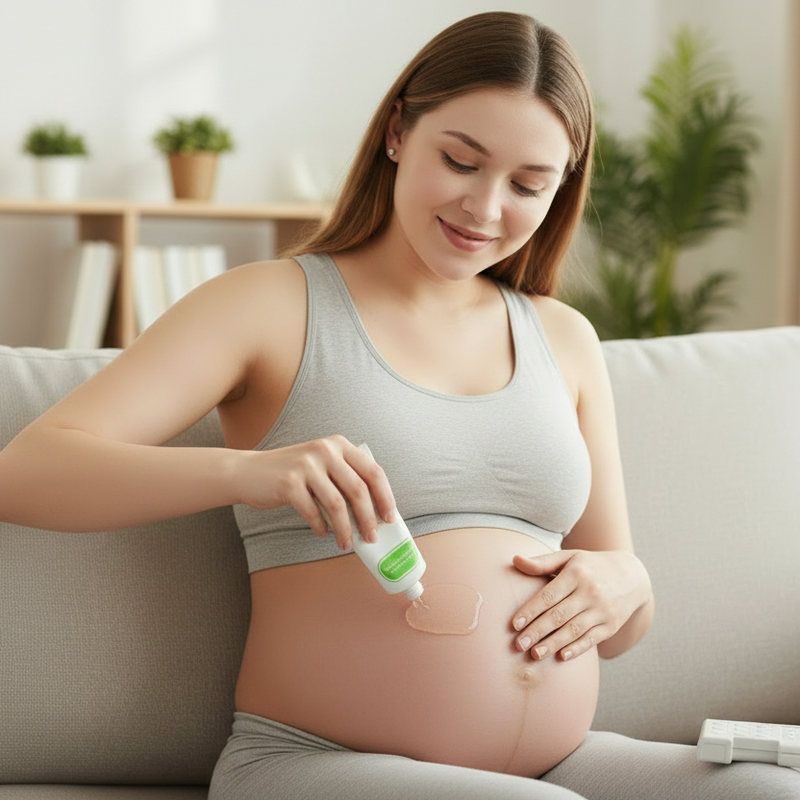 Apply a generous amount of transmission gel to your lower abdomen.